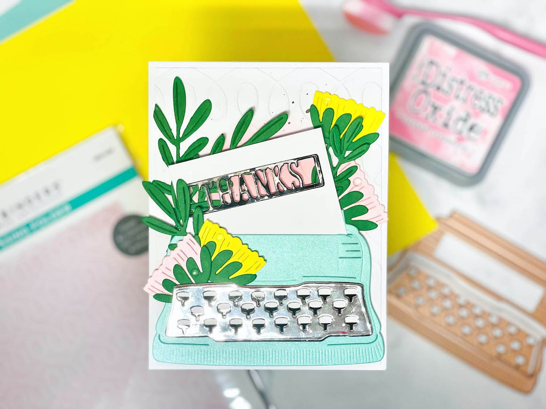 Make Something Beautiful®️-Floral Typewriter Thank You Card-Cardstock Warehouse