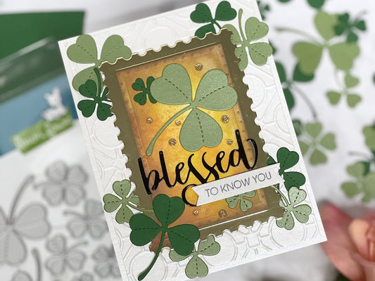 Shamrocks and Clovers Blessed Handmade Card