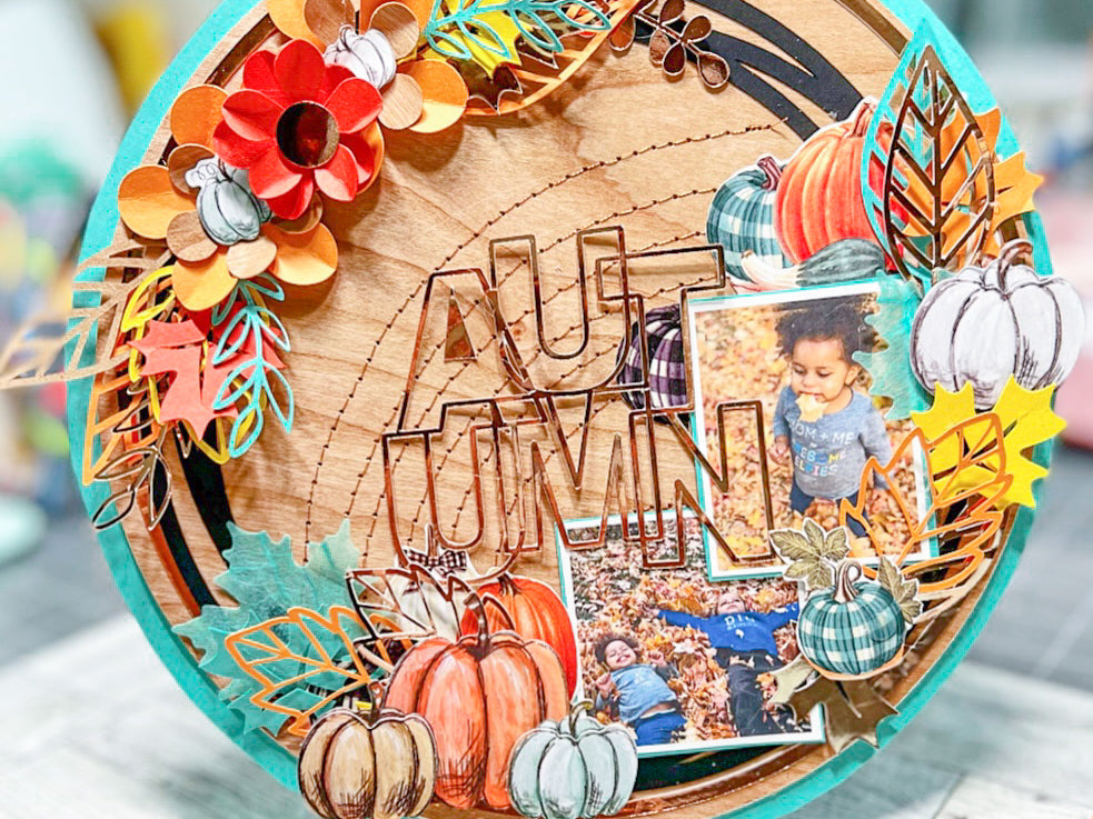 Autumn Leaves Circle Scrapbook Layout