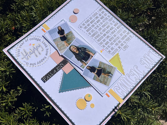 College Girl Geometric Shapes Scrapbook Layout