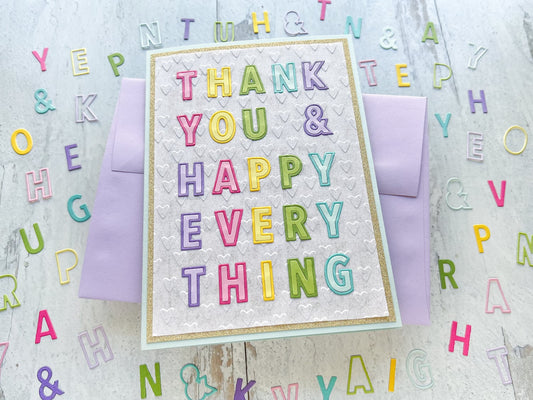 Alphabet Outline Die-Cut Thank You Card