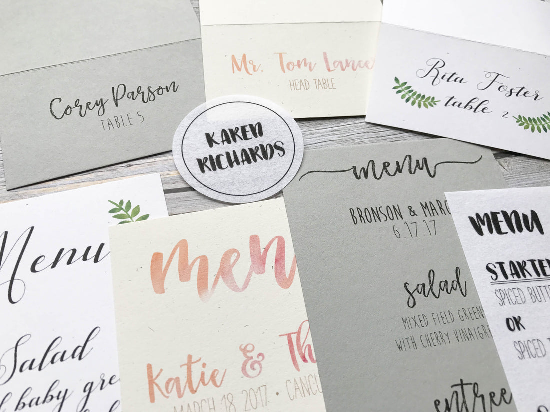 DIY Wedding or Event Menus, Place Cards & Programs