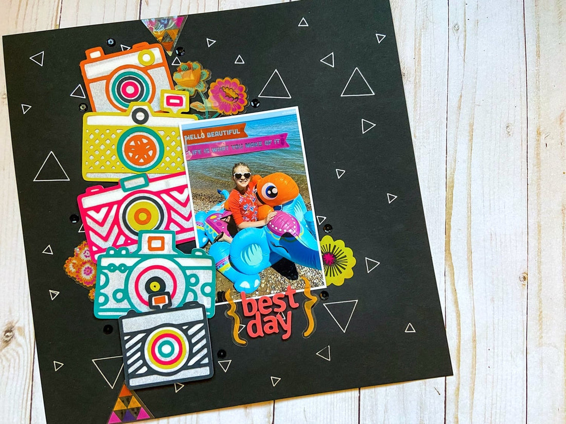 Bright Camera Scrapbook Layout