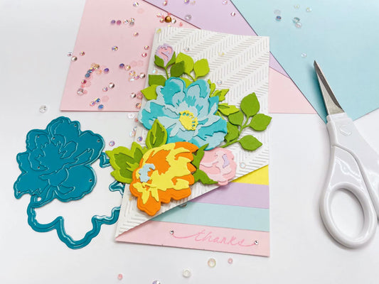 Layered Die Cut Flower Slimline Card