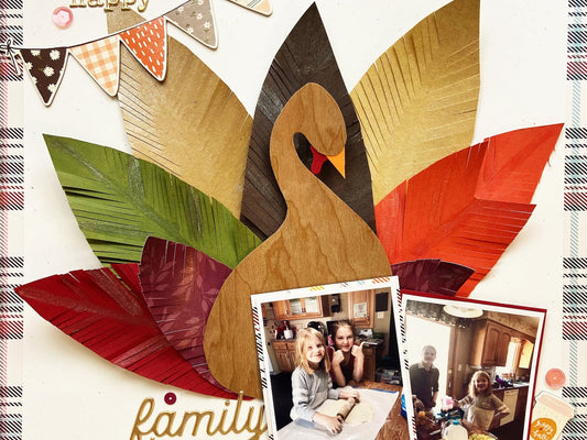 Paper Turkey Feather Scrapbook Layout