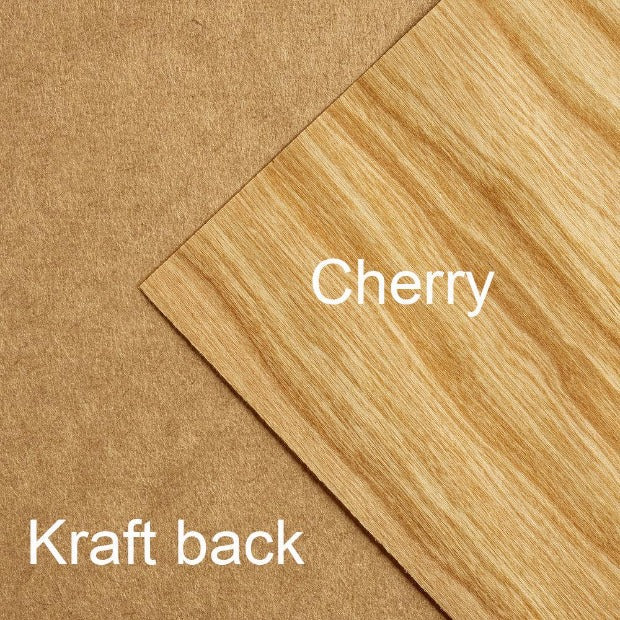 Cherry Wood Veneer showing kraft back