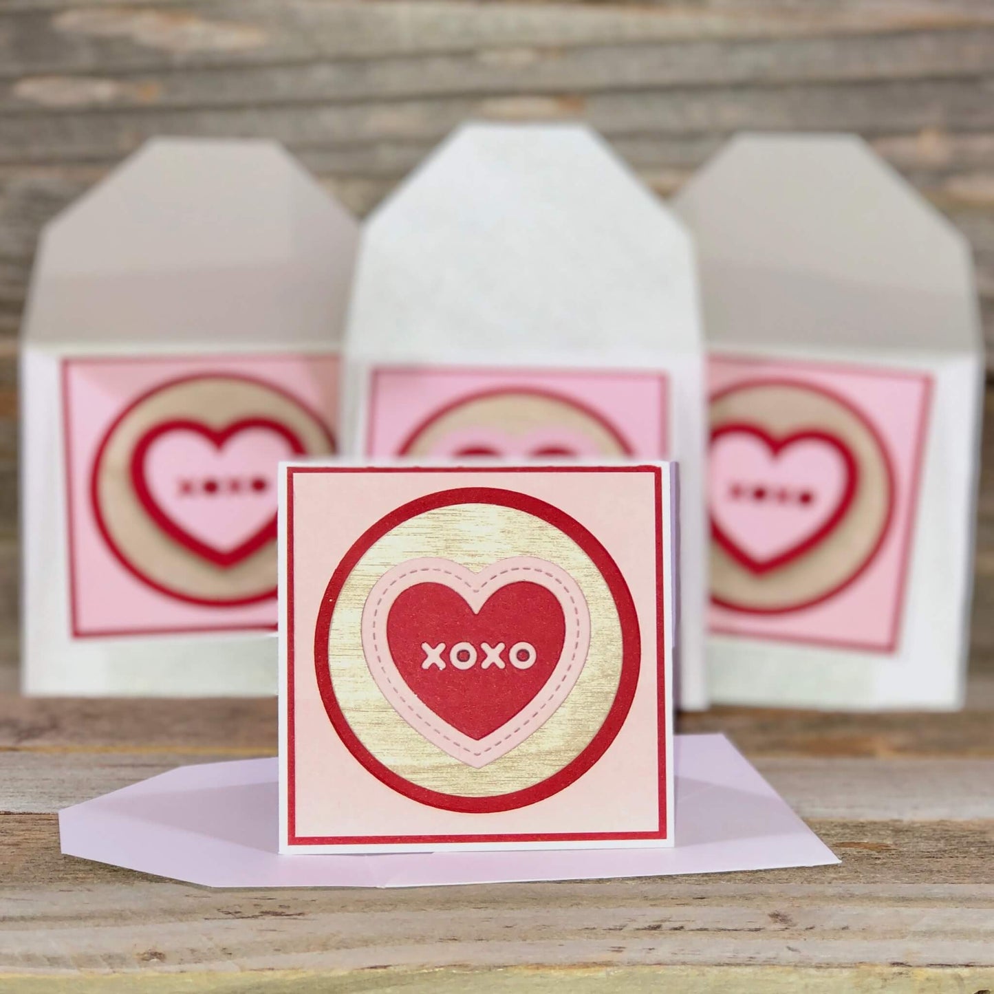 White Birch Wood Veneer  Valentine card