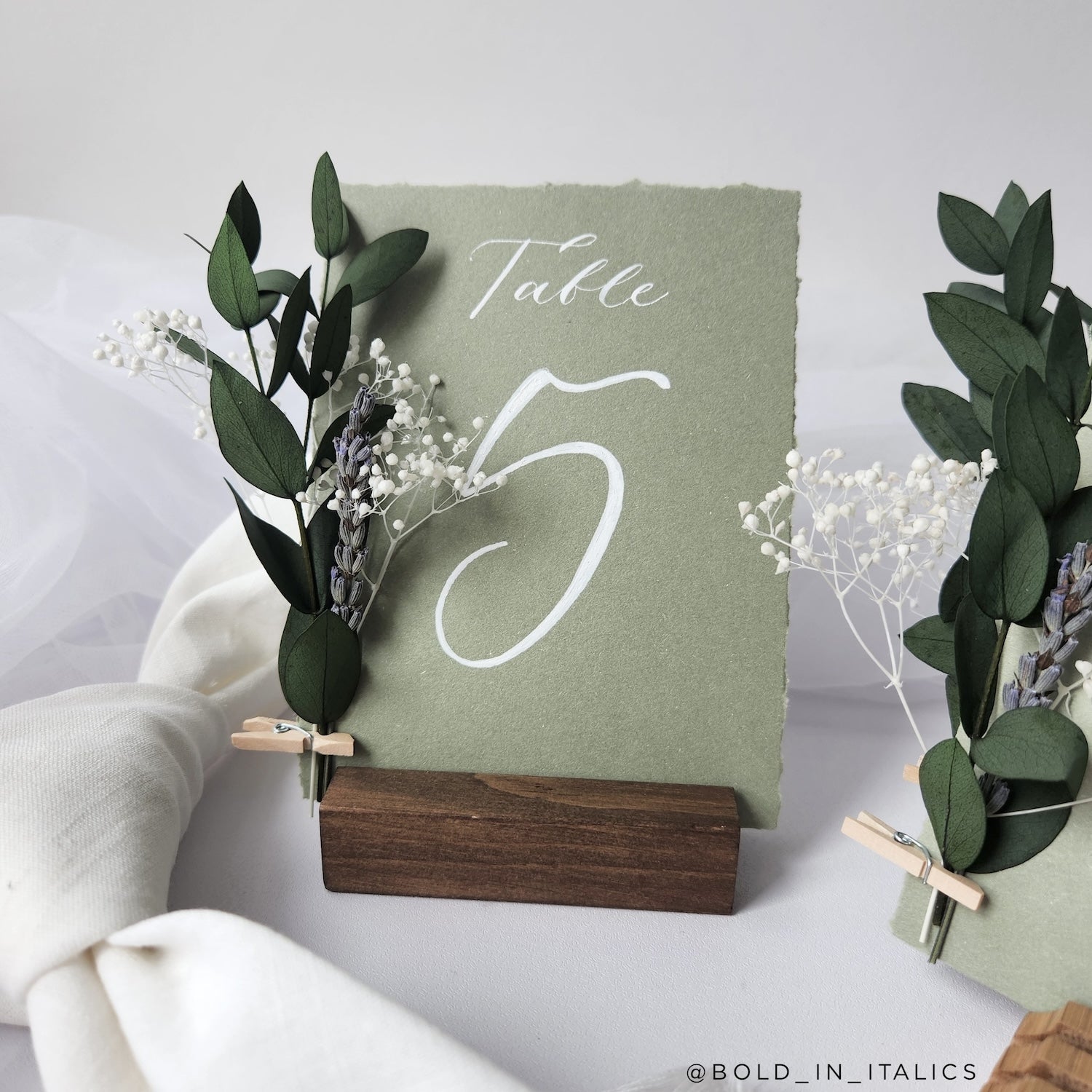 Verdigris calligraphy wedding table number