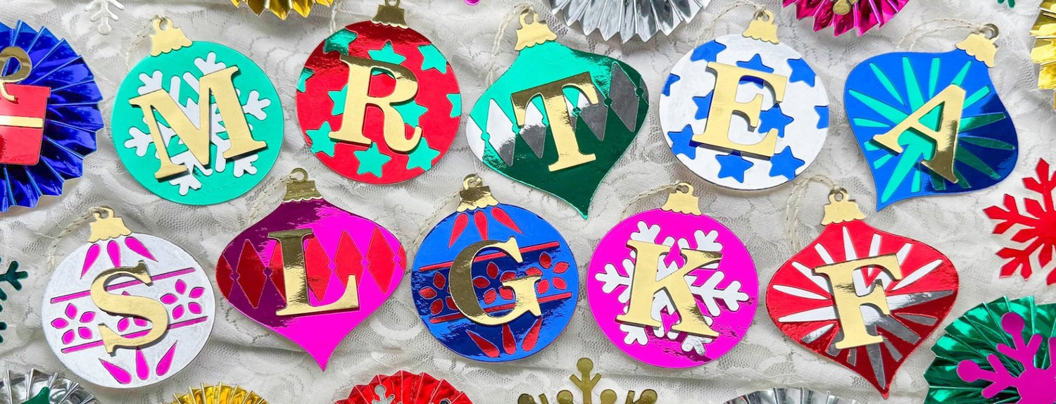 Mirror Paper Monogram Christmas Ornament Tags