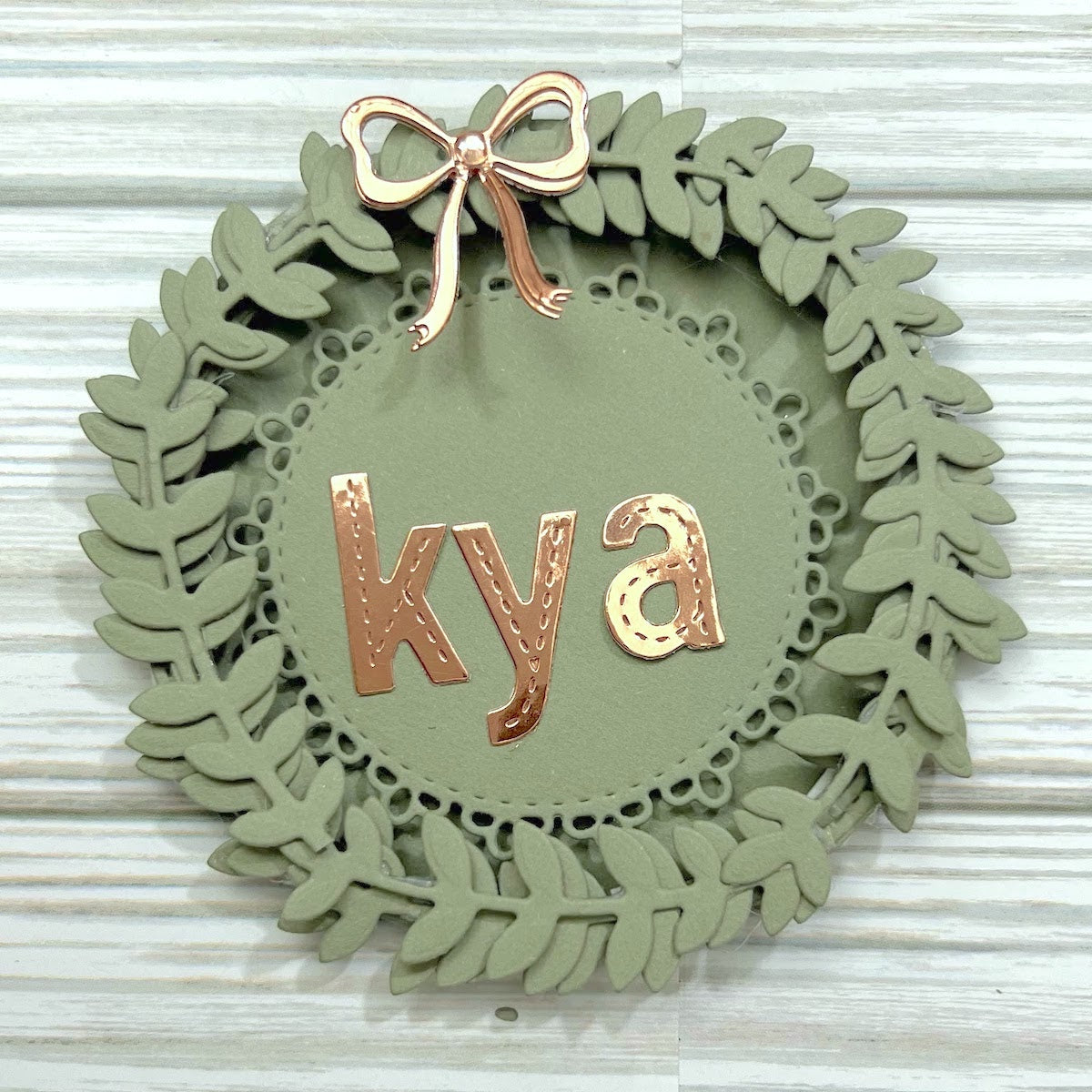 die-cut foliage placecard Materica Verdigris Cardstock