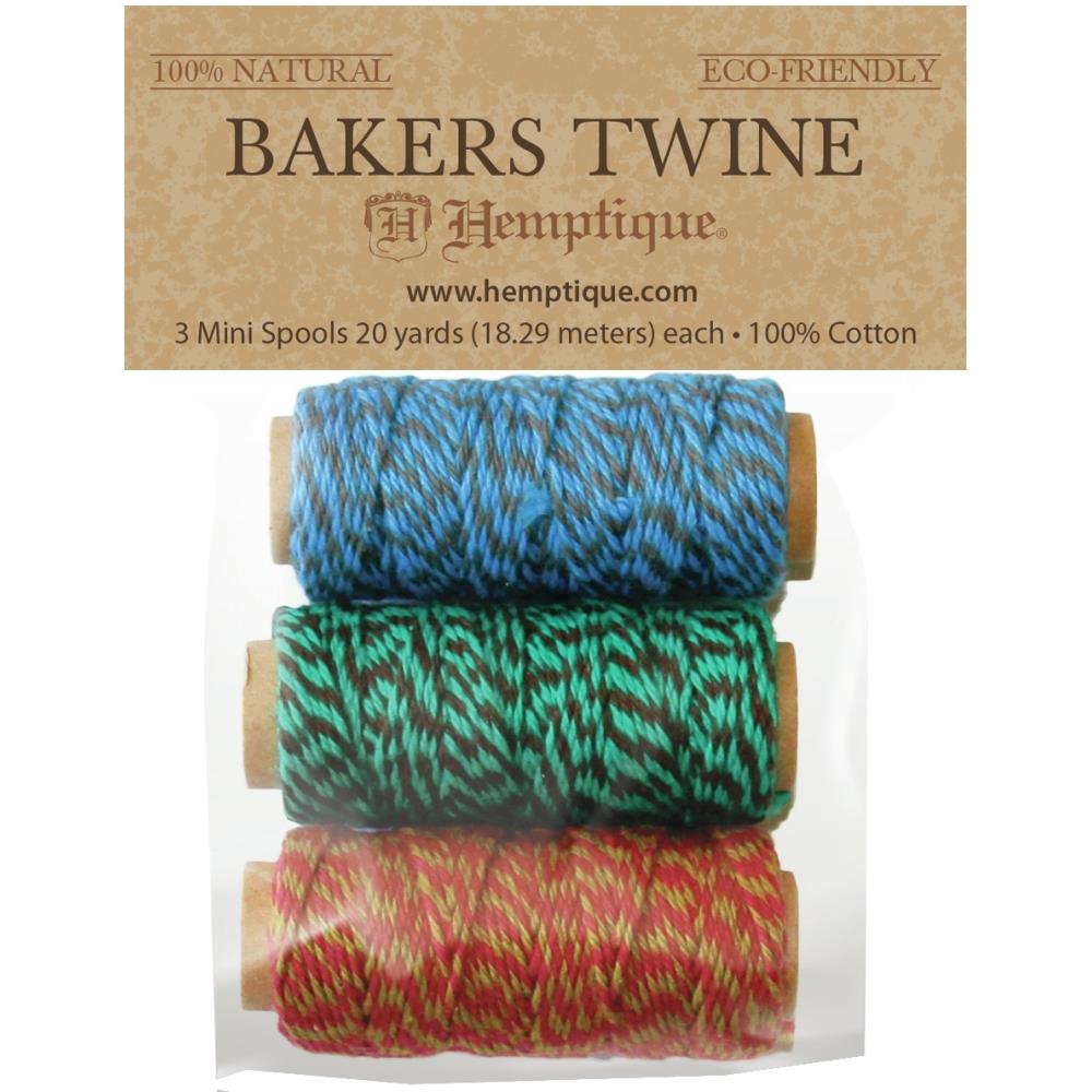 Hemptique Cotton Bakers Twine Mini Spools 2-Ply 3/Pkg - Jester