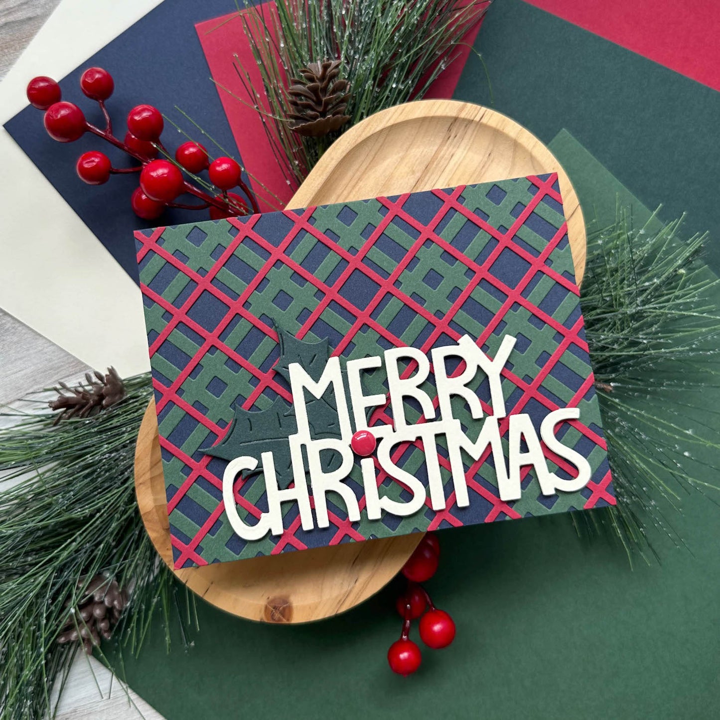 Country Christmas plaid card