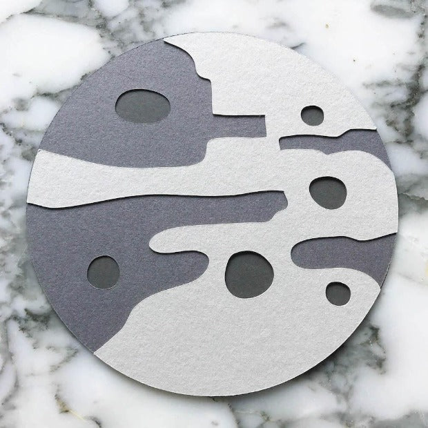 grey cardstock die-cut planet