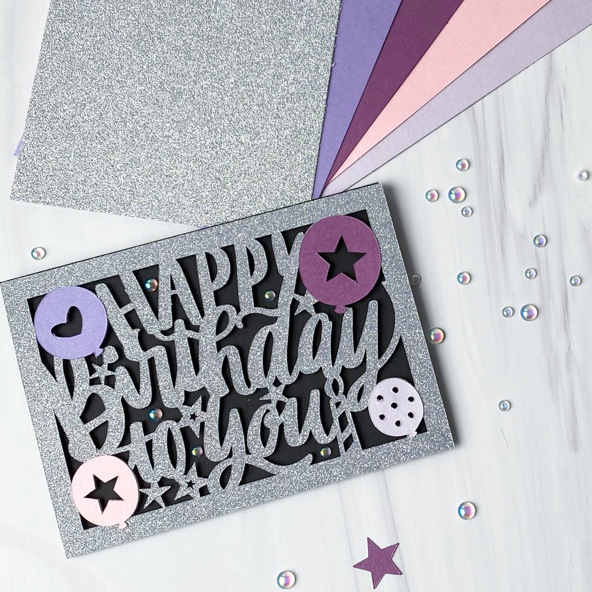 Silver Diamond Print Inkjet Glitter Cardstock