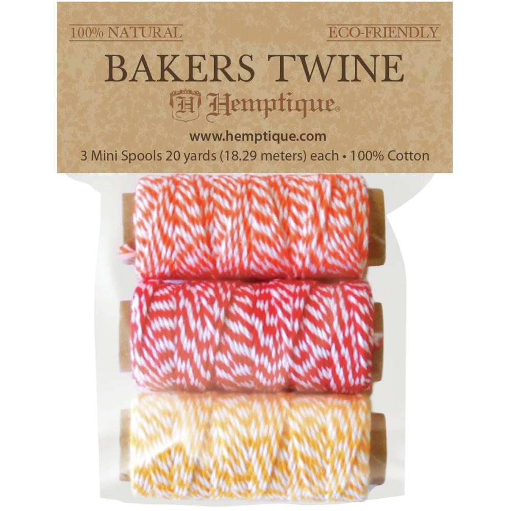 Hemptique Cotton Bakers Twine Mini Spools 2-Ply 3/Pkg - Sunset Island