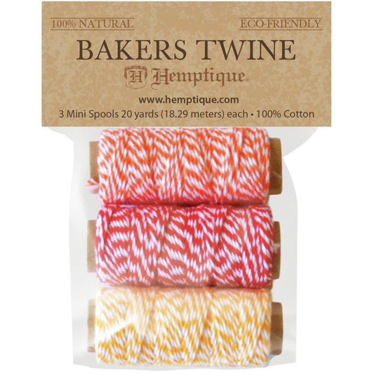 Hemptique Cotton Bakers Twine Mini Spools 2-Ply 3/Pkg - Sunset Island