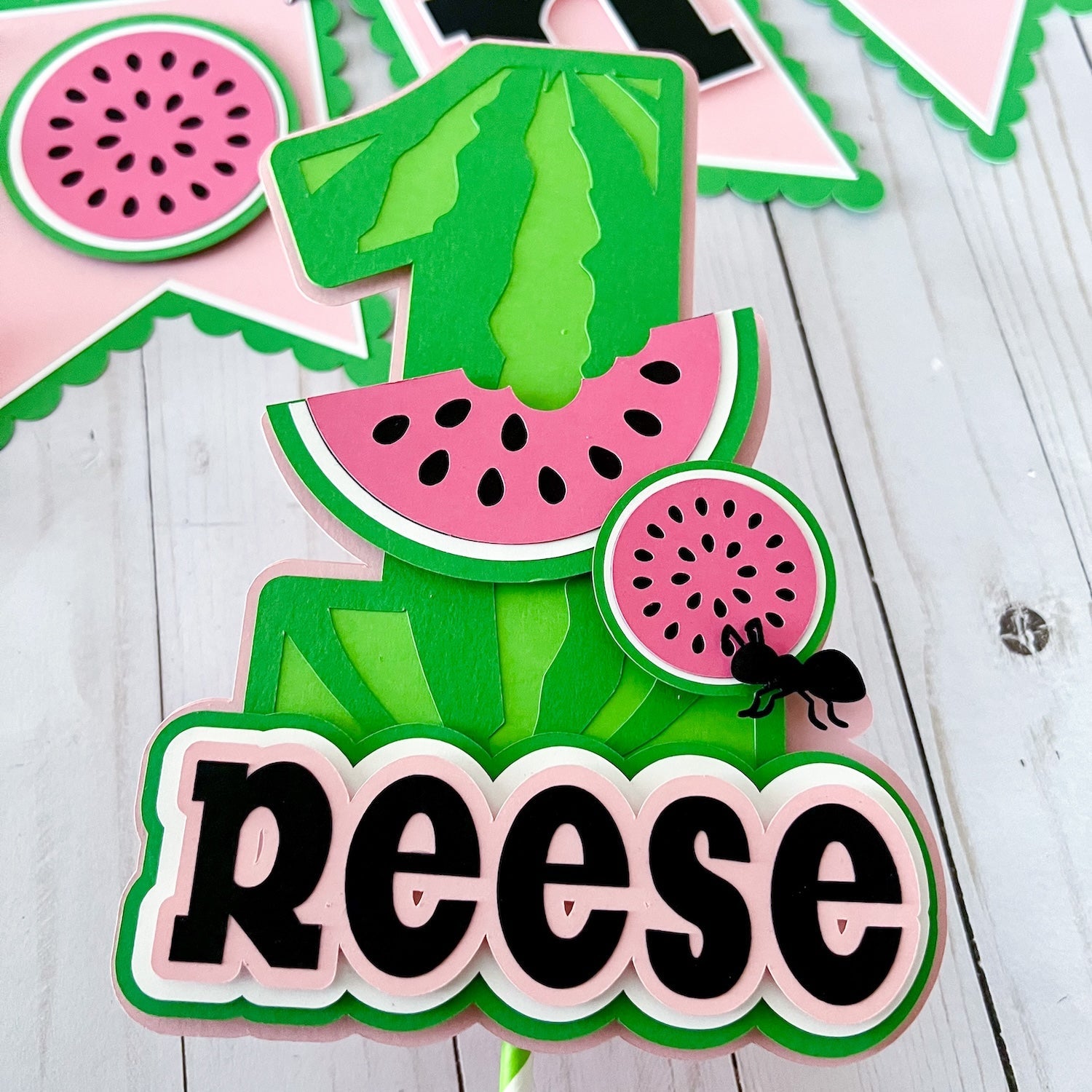 watermelon first birthday cake topper